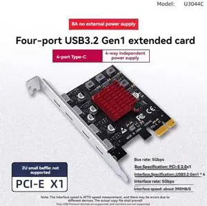 PCIE Expansion Card PCIE to 4 Port USB3.2 Gen1 Type-C Expansion Card Adapter Card for Desktop PC