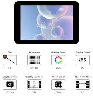 ESP32 3.5 -Inch LCD Capacitance Touch Display ST7796 is Suitable for /Rasburbal Pi/PICO