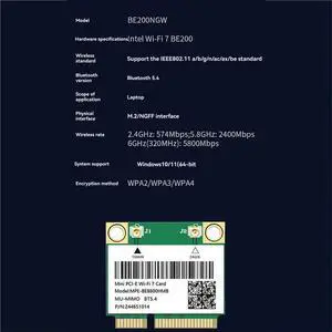 AX8774 Bluetooth 5.4 7 BE200HMW BE200 Wireless Network Card Mini For Pcie Tri Band 2.4G/5G/6Ghz 10/11 Ready
