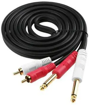 Dual RCA to 2x 6.35mm 1/4'' Mono TS Plug Audiophile Audio Cable for Mixer Amplifier 2RCA to 2 6.5 DVD cord 2m/3m/5m/8m