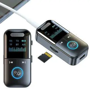 BT 5.4 Transmitter Receiver Wireless Audio 3.5mm Jack Aux Adapter Support TF Card BT 5.4 Audio Receiver for Car Laptop Radio TV