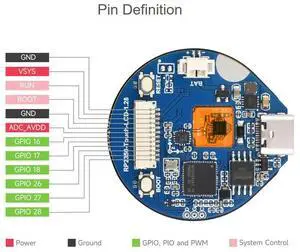 RP2350 Microcontroller Development Board On-Board 1.28-Inch Touch LCD Display Six-Axis Sensor RP2350 Dual-Core Processor