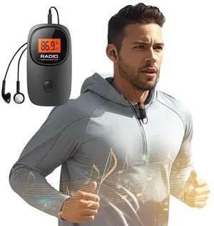 FM Radio Digital Tuning Mini Radio with Earphone Operated Radio with Clip for Home Outdoor