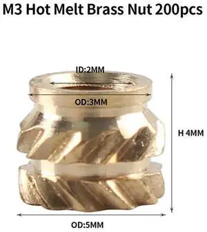 Heat Insert Nut Iron Tip TS100 Soldering Iron Tip Insert Internal Thread M2-M8 Brass Hot Melt Insert M3 Nut Kit