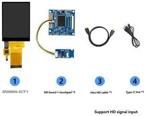 2.8-Inch Mini Split Screen HDMI-Compatible Display 480x640 Resolution Full View RGB IPS Universal Capacitive Touch A