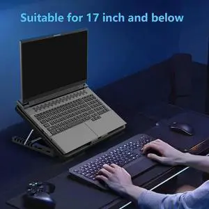 Laptop Cooling Pad Laptop Cooler With 6 Quiet Fans 7 Height & Wind Speed Adjustable 2 USB Port & Phone Holder