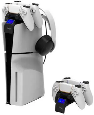For PS5 Slim Dual Controller Charging Dock Charging Station with LED Light Charging Docking Station Stand for 5 Slim For PS5 Slim Dual Controller Charging Dock Charging Station with LED Light Charging Docking Station Stand for 5 Slim
