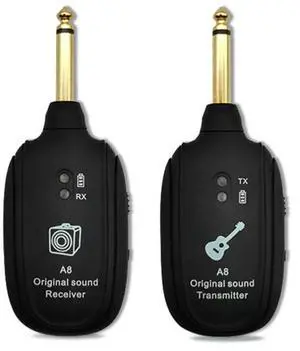 A8 UHF Guitar Wireless System Transmitter Receiver Built-In Rechargeable