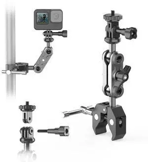 Bike Camera Holder Aluminum Alloy Motorcycle l Stand Adjustable Action Camera Clamp Mount for Round Bar Square Bar Tabletop