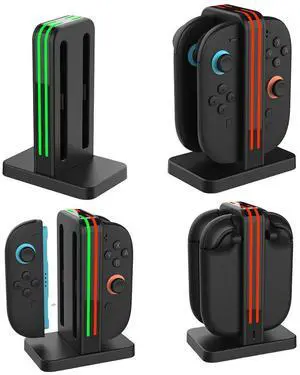 4 In 1 Game Controller Charger LED Indicator Gamepad Charging Station Colored Light Handle Charger Stand for NS Accessories
