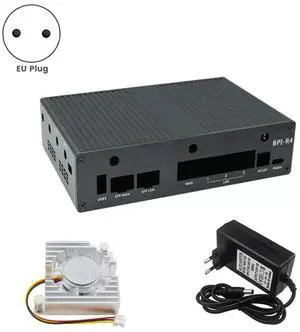 For Banana Pi BPI-R4 Aluminum Case with Fan 12V 5A DC Power Supply for BPI R4 Development Board Accessories EU PLUG