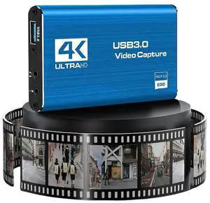 4K HDMI-Compatible USB 3.0 HD Recorder Grabber 1080P 60FPS Audio Video Capture Card 60Hz for OBS Capturing Game Audio Mic Live