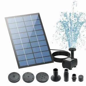 1.8W Solar Water Pump Kit with 8 Nozzles Solar Powered Fountain Pump with Panel Solar Bird Bath Fountain for Garden Pond Pool