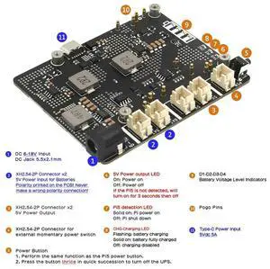 X1203 Upspower Management Board For Raspberry Pi 5 UPS Power Management Extended Plate Uninterrupted Power Supply Module X1203 Upspower Management Board For Raspberry Pi 5 UPS Power Management Extended Plate Uninterrupted Power Supply Module