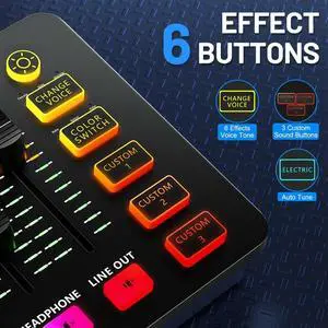 Sound Card Audio Mixer Rechargeable Audio Interface Mixer with XLR Microphone Interface for Podcasting/Recording