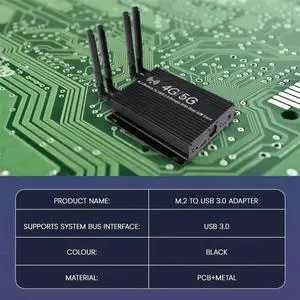 NGFF(M.2) 4G/5G Module To USB 3.0 Adapter With Cooler Fan/Dual SIM Card Slot And Auxiliary Power