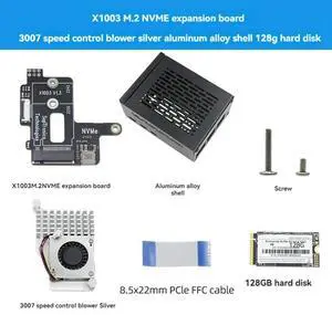 For Raspberry Pi 5 PCIe to M.2 NVMe HAT+Radiator+Case for 2242 2230 NVMe SSD Expansion Board 128GB SSD Kit
