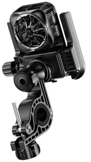 Bike Phone Mount with Cooling Fan 360 Degree Rotating Cycling Phone Stand Adjustable Motorcycle Phone Holder Cycling Accessories