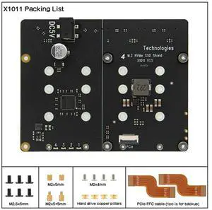 X1011 PCIE to M.2 NVME SSD Expansion Board for Raspberry Pi 5 Support 4xSSD for 2280/2260/2242/2230 M.2 NVME SSD X1011 PCIE to M.2 NVME SSD Expansion Board for Raspberry Pi 5 Support 4xSSD for 2280/2260/2242/2230 M.2 NVME SSD