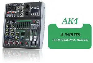 Professional 4-Channel Mixer Built-in 16DSP 7-Segment Balanced Effect Bluetooth Support Recording Audio Mixer US Plug
