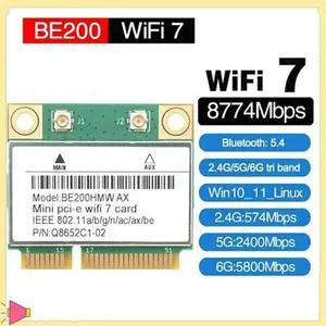 7 BE200 PCIE Adapter Bluetooth 5.4 Tri-Band 2.4G/5G/6Ghz 8774Mbps Wireless Network Adapter With Antenna