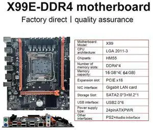 X99E Motherboard+E5 2678 V3 CPU+Thermal Grease Support 4 DDR4 RECC RAM Gigabit LAN Card PCIEX16 NVMe Desktop Motherboard