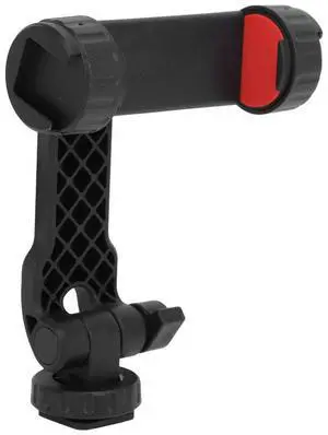 Phone Tripod Mount with Hot and Cold Shoe Mount ABS 360 Degree phone Tripod Adapter Holder Clip for Video Live Streaming