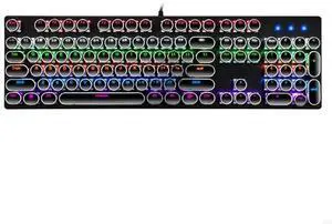 Mechanical Gaming Keyboard 104-Key Blue Retro Round Keycap Typewriter