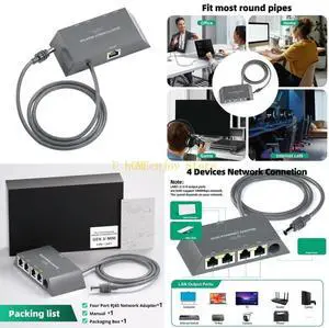 4 Port Gigabit Ethernet Splitter Adapter For Gen3/ Mini Fast Speed Corded Networking With Easy Setups 4 Port Gigabit Ethernet Splitter Adapter For Gen3/ Mini Fast Speed Corded Networking With Easy Setups