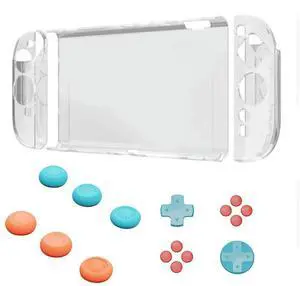 For Switch 2 Protective Case+Joystick Cap+D-Pad Button Cap Kit Clear Shell Split Design Anti-Fall Anti-Scratch Case For Switch 2 Protective Case+Joystick Cap+D-Pad Button Cap Kit Clear Shell Split Design Anti-Fall Anti-Scratch Case