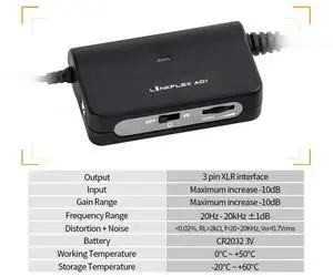 AD1 Microphone Preamp Amplifier XLR To 3.5Mm Audio Adapter LINKFLEX For phone DSLR Cameras Camcorders