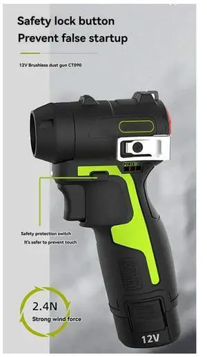 Power Tools Blower Cordless Rechargeable 190W Max 130000Rpm 2.4N For Worx 12V Green (Not Included) Screwdriver