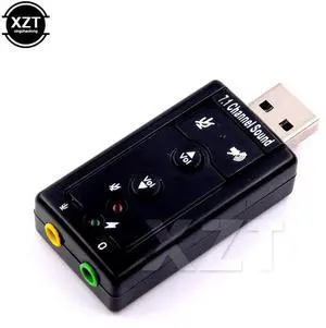 Virtual 7.1 Channel Sound Card External USB 2.0 Audio Mic Speaker Adapter Microphone Stereo 3.5mm Jack Headset Sound Card