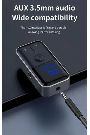 Bluetooth 5.4 LED Display Receiver Transmitter Audio Adapter 3.5MM AUX TF For Card Stereo Music With Mic For Car TV Bluetooth 5.4 LED Display Receiver Transmitter Audio Adapter 3.5MM AUX TF For Card Stereo Music With Mic For Car TV