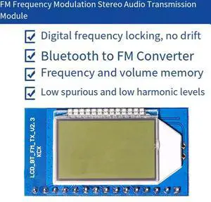 FM Radio Circuit Board 87-108Mhz Bluetooth Audio To FM Transmitter Module 4.5V-5.0V DC Adjustable Stereo Audio Output