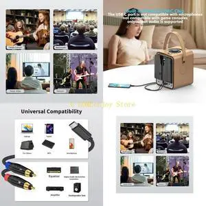 Male to Male USB C to 2RCA Cable Wire Cord Line with Gold Plated Connectors Male to Male USB C to 2RCA Cable Wire Cord Line with Gold Plated Connectors