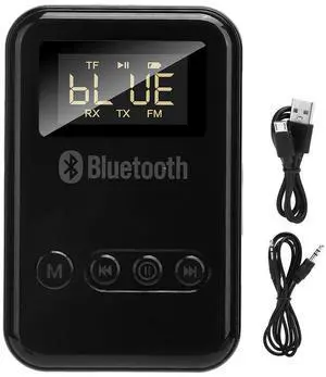 2in 1 Bluetooth 5.0 Transmitter Receiver Wireless Audio Adapter Car FM Digital Display Wireless Audio Receiver
