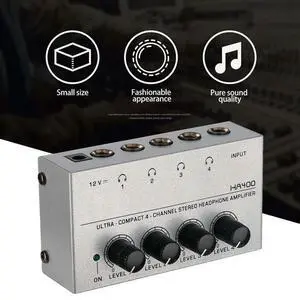 Professional HA400 4-Channel Stereo Audio Amplifier For Sound Mixers And Guitars, With EU Plug