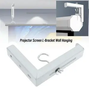 4Pcs Projector Curtain Hanger Projector Screen L-Bracket Mounting Hanger Holder Adjustable Extension Mount Stand