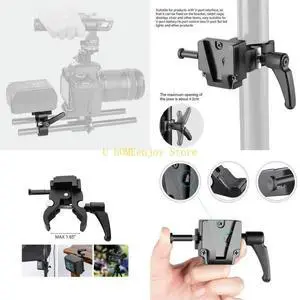 V Lock Mount Adapter with Super Crabbing Clamp Aluminum Mount Accessories for SLR Camera Tripod Light Stand Rod
