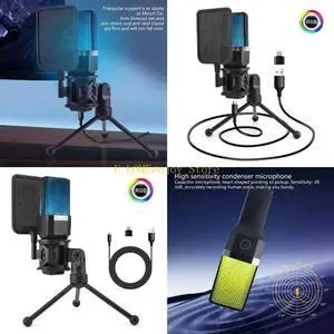 Space Saving Microphone Stand set 7 Color Glowing Stand for Content Creators