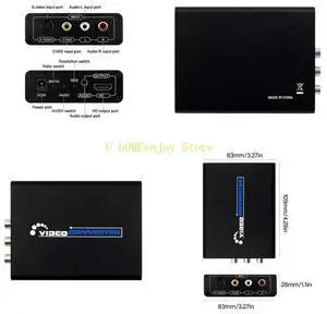 AV S-Video CVBS Sound Video Converters to HDTV 3.5mm Switcher Adapter AV S-Video Switcher For HDTV PC Desktop