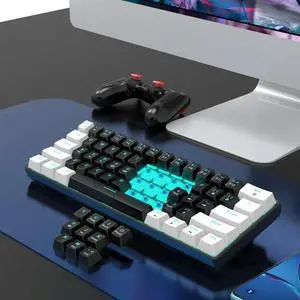 61 Keys Mechanical Keyboard Game Keypad RGB Backlit USB Wire Waterproof 60% PC Gaming Keyboard for PC Desktop Laptop