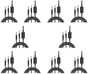 10X Replacement Headset Cable, 2.0M Inline Mute Cable Cord For Astro A10 Gaming Headsets Ps4 Controller Headphone