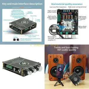 160Wx2 TDA7498E Bluetooth-compatible 5.1 Stereo Treble Bass Power Amplifier Board Dual Channel Heat Sink T160H