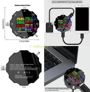 Multifunctional USB C Tester, UD18 Digital Multimeter for Voltage Current Capacity Measurement Support Multi Multifunctional USB C Tester, UD18 Digital Multimeter for Voltage Current Capacity Measurement Support Multi