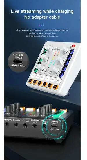 M8 Live Sound Card Wireless Bluetooth Audio Mixer Podcast Equipment With Microphone