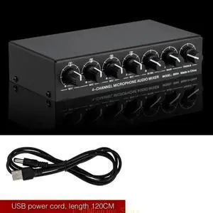 4 Way Stereoed Sound Mixer Support Treble Bass Adjustment with Reverberation