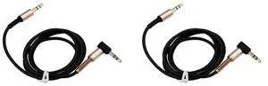 2Pcs 3.5Mm Jack Elbow Male To Male Stereo Headphone Car Aux Audio Extension Cable (Black) 2Pcs 3.5Mm Jack Elbow Male To Male Stereo Headphone Car Aux Audio Extension Cable (Black)