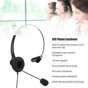 Telephone Headset RJ9 Earphone with 330° Adjustable Microphone for Home and Call Center Office Landline Phone Telephone Headset